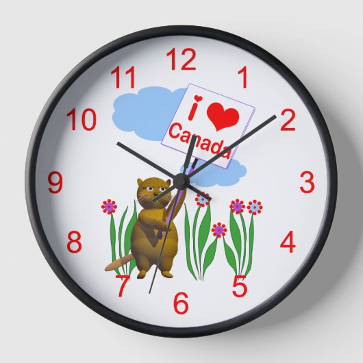 Canadian Beaver Lieben Kanada Wanduhr (Vorderseite)