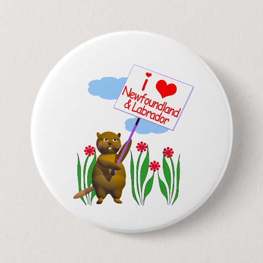 Canadian Beaver Lieben Neufundland, Labrador Button (Vorderseite)