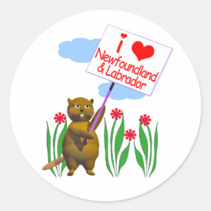 Canadian Beaver Lieben Neufundland, Labrador Runder Aufkleber