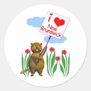 Canadian Beaver Lieben New Brunswick Runder Aufkleber