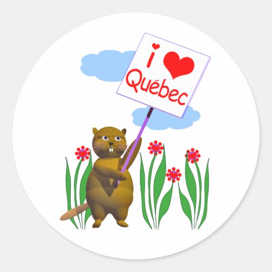 Canadian Beaver Lieben Quebec Runder Aufkleber (Vorderseite)