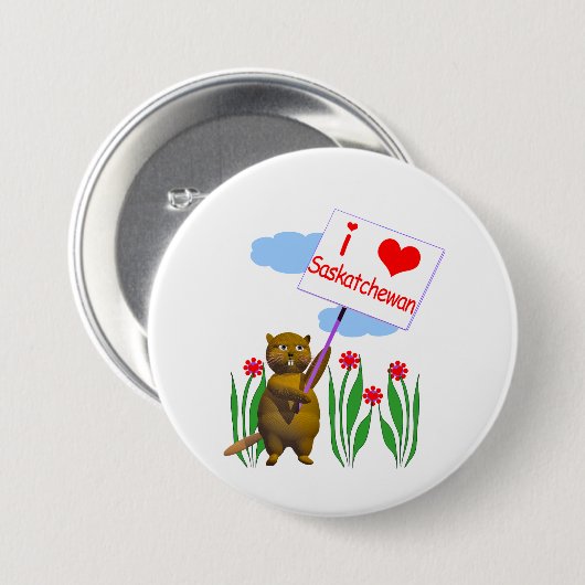 Canadian Beaver Lieben Saskatchewan Button (Vorne & Hinten)