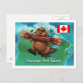 Canadian Beaver Postkarte (Vorne/Hinten)