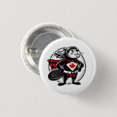 Canadian Beaver Superhero Button (Vorne & Hinten)