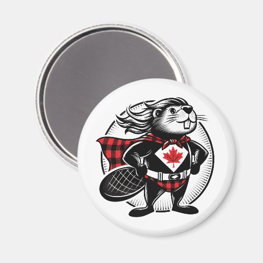 Canadian Beaver Superhero Magnet (Vorderseite/Rückseite)