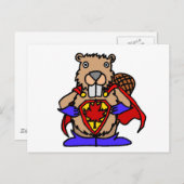 Canadian Beaver Superhero Postkarte (Vorne/Hinten)