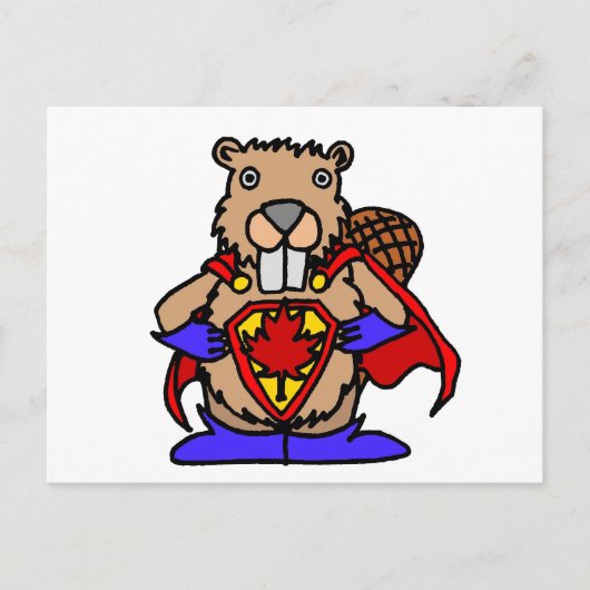 Canadian Beaver Superhero Postkarte (Vorderseite)