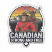 Canadian Bigfoot Strong And Free Aufkleber (Vorderseite)