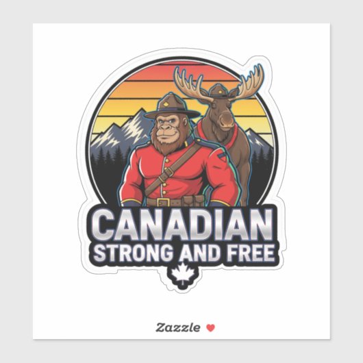Canadian Bigfoot Strong And Free Aufkleber (Blatt)