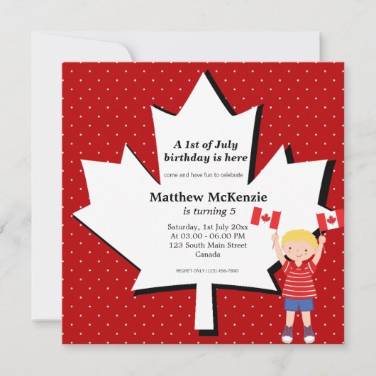 Canadian Birthday Einladung (Vorderseite)