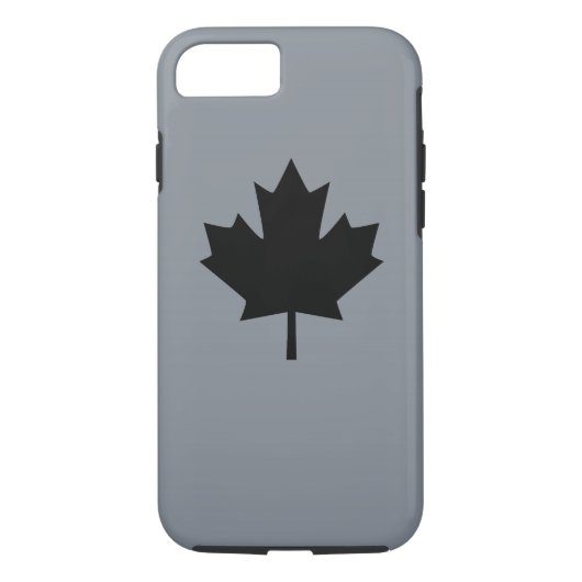 Canadian Black Maple Leaf auf Grau Case-Mate iPhone Hülle (Rückseite)