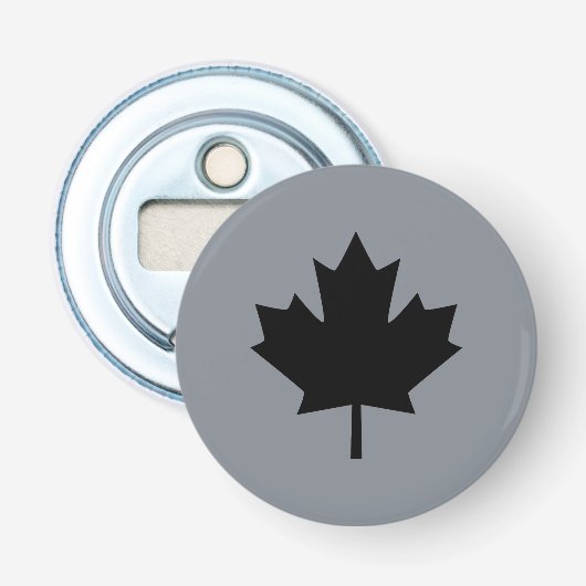 Canadian Black Maple Leaf auf Grau Flaschenöffner (Vorderseite)