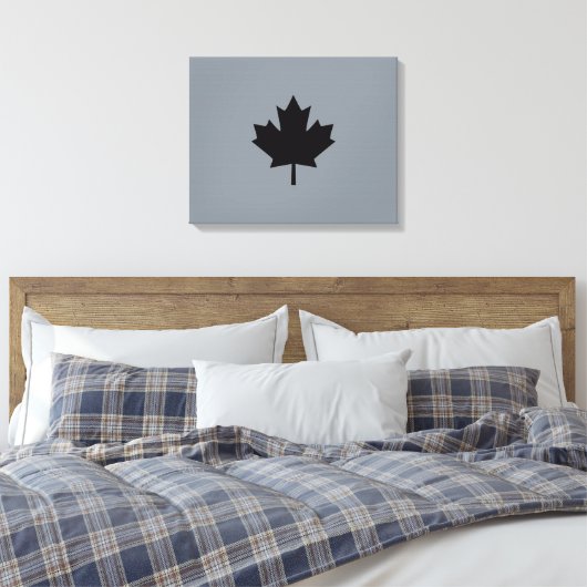 Canadian Black Maple Leaf auf Grau Leinwanddruck (Insitu (Schlafzimmer))