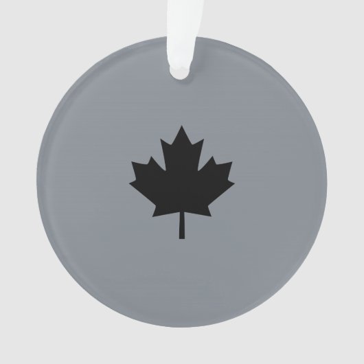 Canadian Black Maple Leaf auf Grau Ornament (Vorderseite)