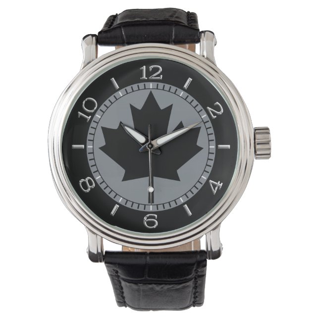 Canadian Black Maple Leaf Design Armbanduhr (Vorderseite)