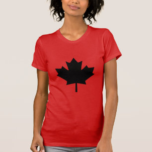 Canadian Black Maple Leaf Design T-Shirt