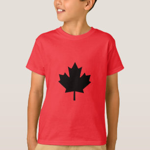 Canadian Black Maple Leaf Design T-Shirt