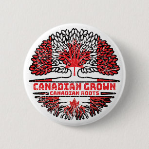 Canadian Canada Tree Roots Flag Button