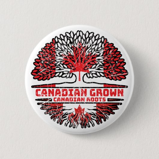 Canadian Canada Tree Roots Flag Button (Vorderseite)
