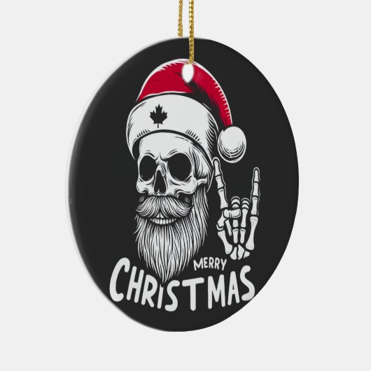 Canadian Christmas Skull Keramik Ornament (Rechts)