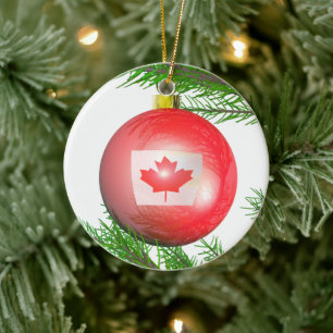 Canadian Christmas Tree Ball Keramikornament