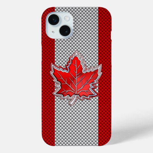 Canadian Chrome Maple Leaf auf Carbon Fibre Stilen Case-Mate iPhone Hülle (Rückseite)