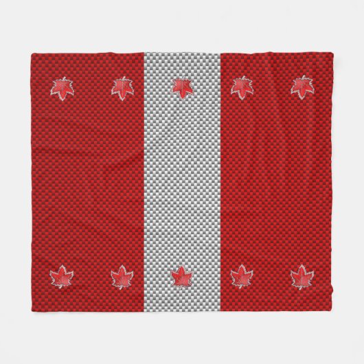 Canadian Chrome Maple Leaf auf Carbon Fibre Stilen Fleecedecke (Vorderseite (Horizontal))