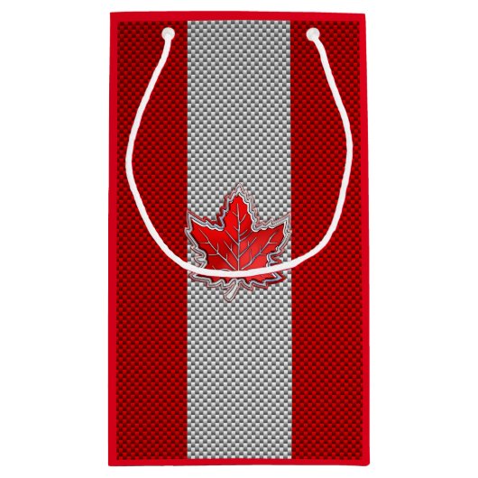Canadian Chrome Maple Leaf auf Carbon Fibre Stilen Kleine Geschenktüte (Rückseite)