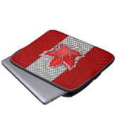 Canadian Chrome Maple Leaf auf Carbon Fibre Stilen Laptopschutzhülle (Vorne Knopf)