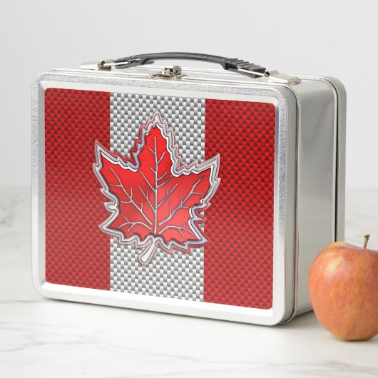 Canadian Chrome Maple Leaf auf Carbon Fibre Stilen Metall Brotdose (Beispiel)