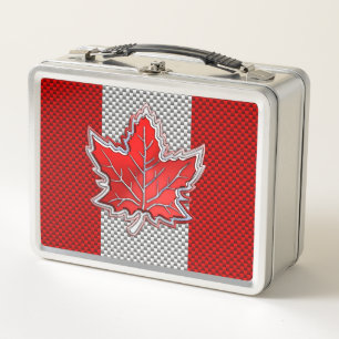 Canadian Chrome Maple Leaf auf Carbon Fibre Stilen Metall Brotdose