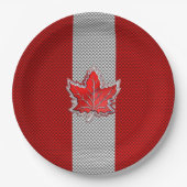 Canadian Chrome Maple Leaf auf Carbon Fibre Stilen Pappteller (Vorderseite)