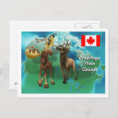 Canadian Elk Beaver and Gans Postkarte (Vorne/Hinten)