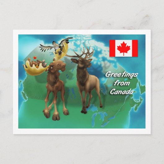 Canadian Elk Beaver and Gans Postkarte (Vorderseite)