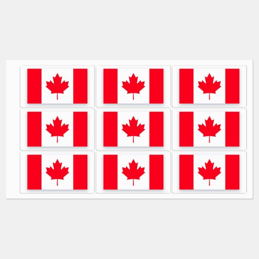 Canadian flag. CANADA.  Etiketten (Blatt)