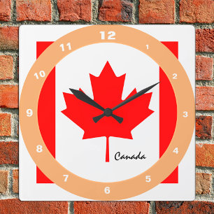Canadian Flag, Canada trendy fashion /design clock Quadratische Wanduhr