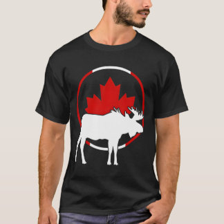 Canadian Flag Maple Leaf Moose Antlers Animal Cana T-Shirt