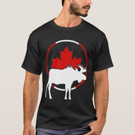 Canadian Flag Maple Leaf Moose Antlers Animal Cana T-Shirt (Vorderseite)