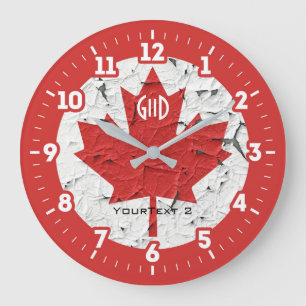 Canadian Flag Maple Leaf on a Große Wanduhr