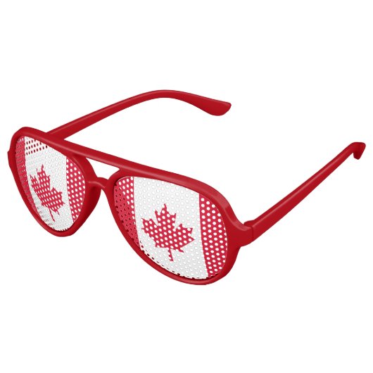 Canadian Flag Maple Leaf Red White Canada Sonnenbrille (Schrägansicht)