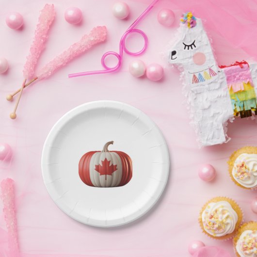 Canadian Flag Pumpkin Maple Leaf Thanksgiving Over Pappteller (Party)