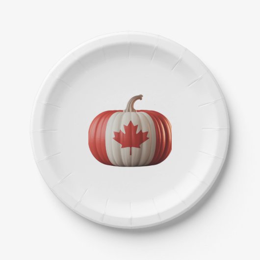 Canadian Flag Pumpkin Maple Leaf Thanksgiving Over Pappteller (Vorderseite)