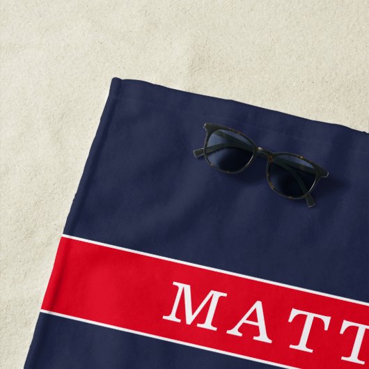 Canadian Flag Red White Blue Patriotic Monogram. B Strandtuch (Beispiel)