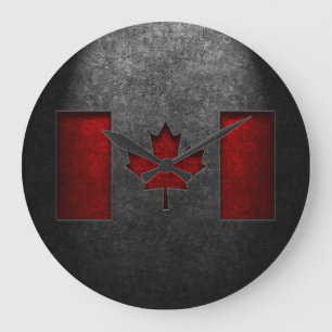 Canadian Flag Stone Texture Große Wanduhr