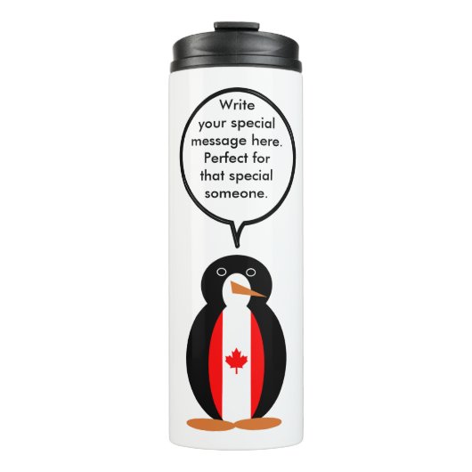 Canadian Flag Talking Ms. Penguin Personalize Text Thermosbecher (Vorderseite)