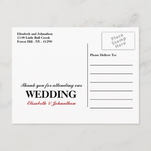 Canadian Flag Wedding Thank You Ankündigungspostkarte (Rückseite)