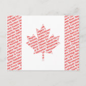 Canadian flag with city and town names postcard postkarte (Vorderseite)