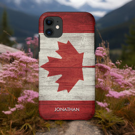 Canadian flag with customizable wooden background Case-Mate iPhone hülle