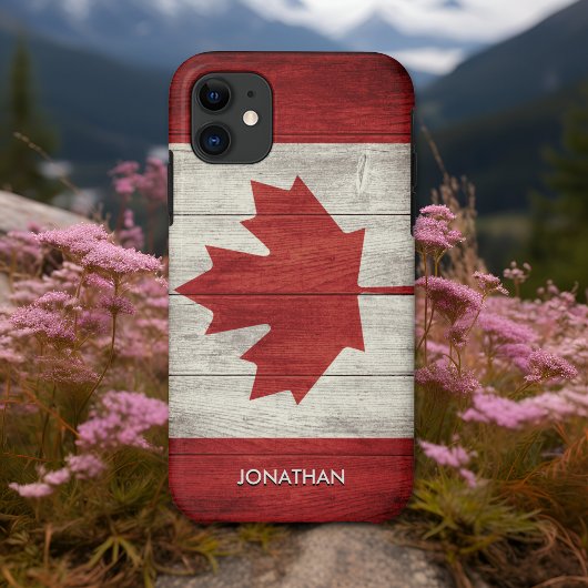 Canadian flag with customizable wooden background Case-Mate iPhone hülle