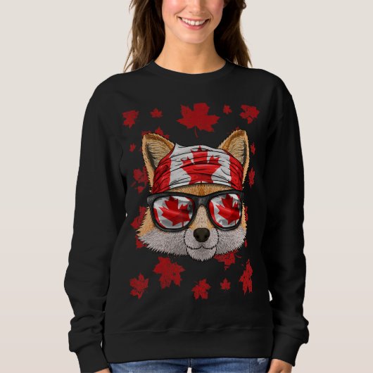 Canadian Fox Patriotic Canada Flag Maple Leaf Prid Sweatshirt (Vorderseite)